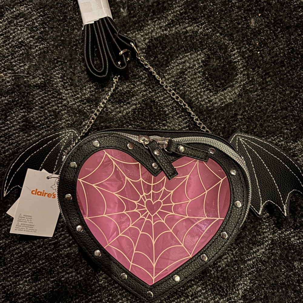 Claire's Black and Pink Bat Wing Bag